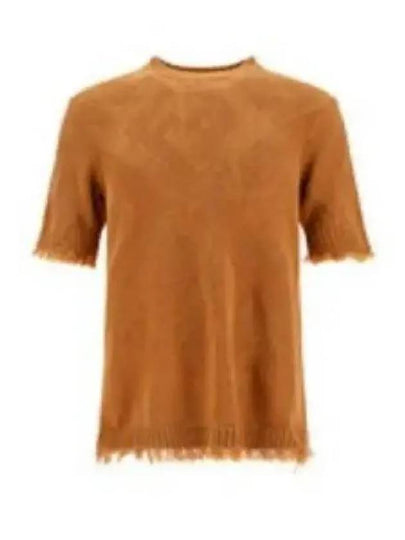 Men's Cotton Logo Short Sleeve Knit Sweater Cinnamon - FENDI - BALAAN 2