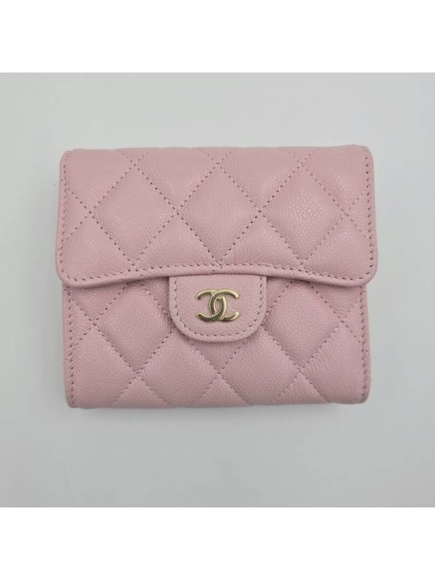 Classic snap flap bi fold wallet light pink AP0231 - CHANEL - BALAAN 3