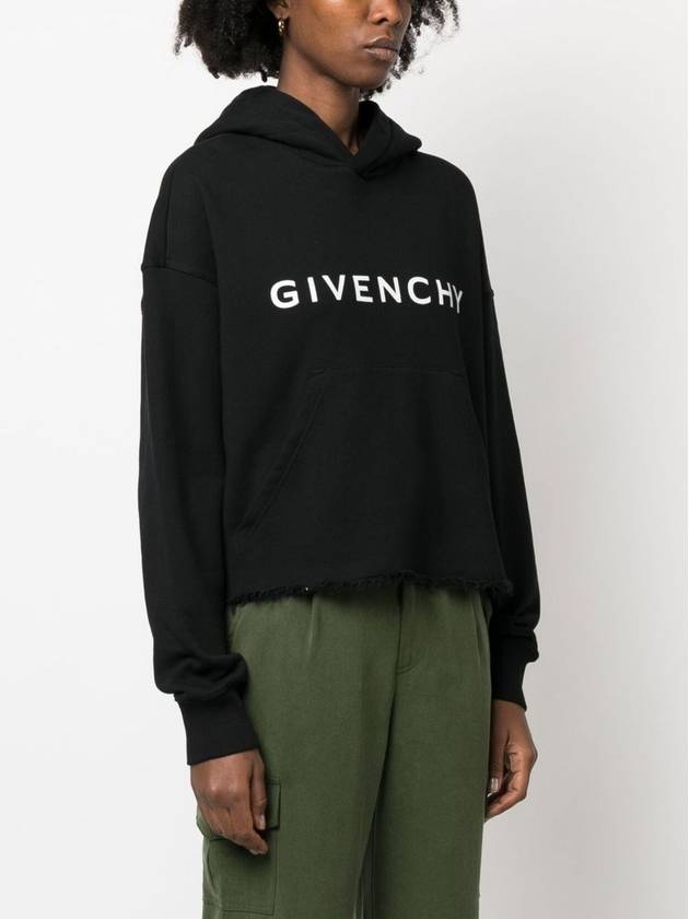 Women's Archetype Crop Fleece Hoodie Black - GIVENCHY - BALAAN 4