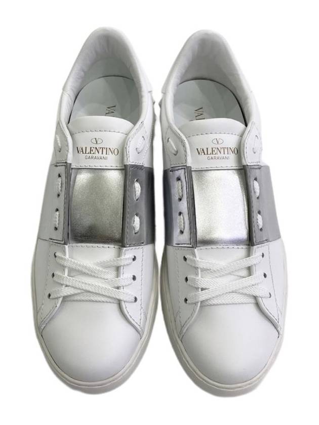 Men's Hidden Open Silver Band Low Top Sneakers White - VALENTINO - BALAAN 3