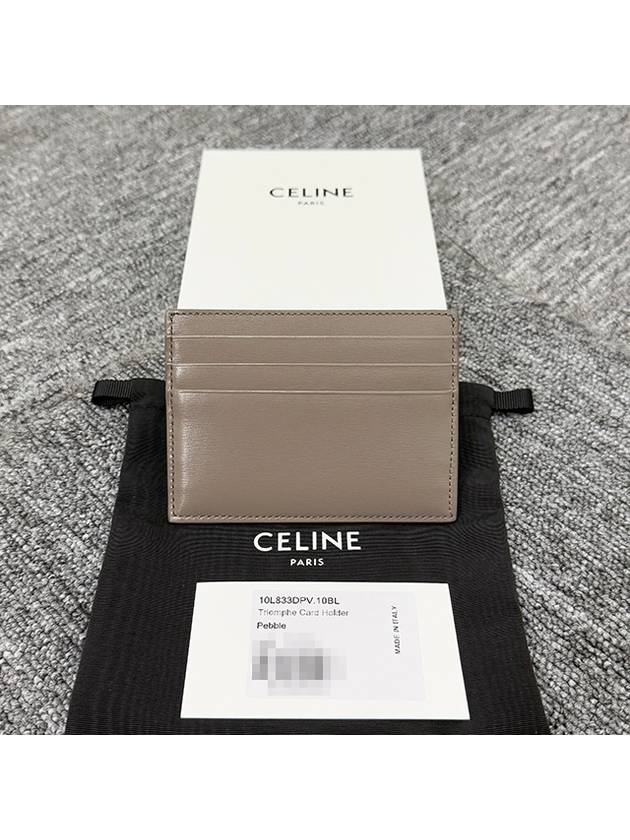 Triomphe Shiny Calfskin Card Wallet Pebble - CELINE - BALAAN 4