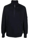 Diagonal Raised Fleece Quarter Zip-Up Sweatshirt Navy - CP COMPANY - BALAAN 2