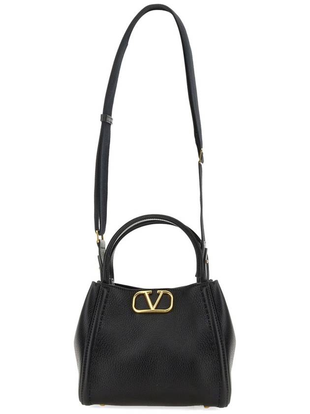 Logo Leather Tote Bag Black - VALENTINO - BALAAN 5