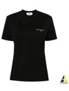 Embroidered Glitter Logo Cotton Short Sleeve T Shirt Black - MSGM - BALAAN 2