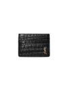 Monogram Logo Crocodile Card Wallet Black - SAINT LAURENT - BALAAN 2