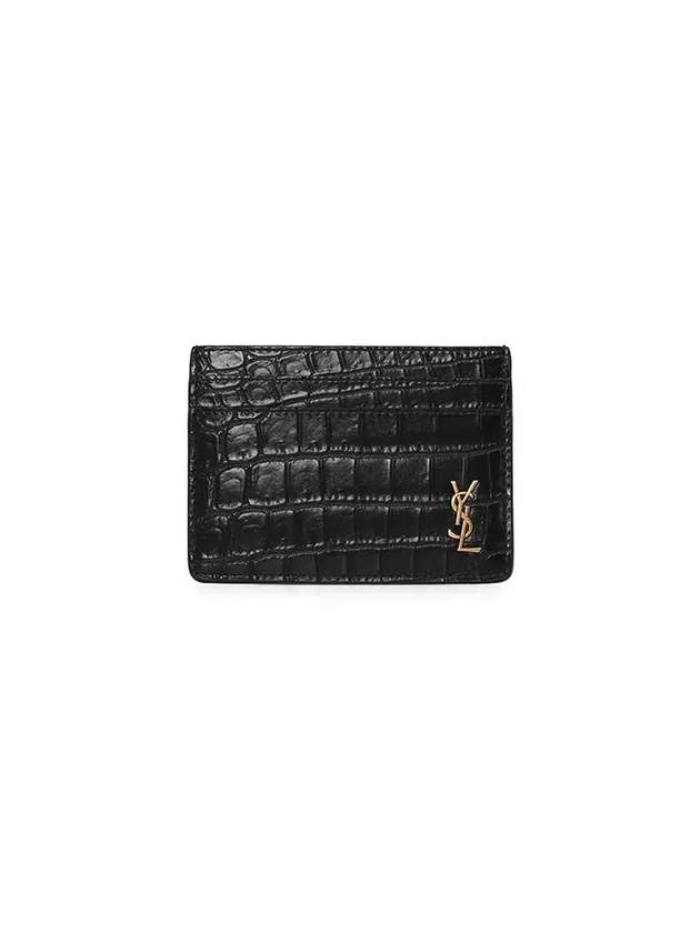 Monogram Logo Crocodile Card Wallet Black - SAINT LAURENT - BALAAN 2