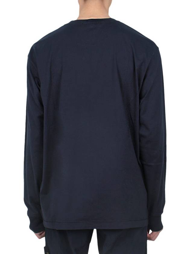 Logo Patch Cotton Jersey Long Sleeve T-Shirt Navy - STONE ISLAND - BALAAN 5