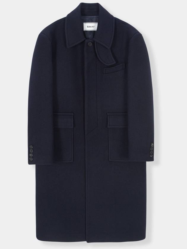 Oversized Out Pocket Felt Mac Coat Navy - KINETO - BALAAN 3