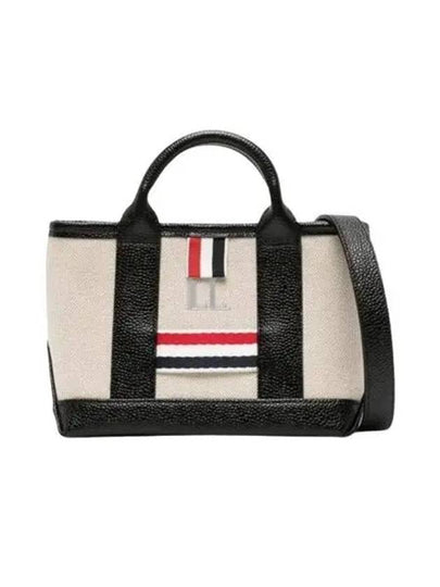 RWB Stripe Cotton Canvas Mini Tool Tote Bag Black Beige - THOM BROWNE - BALAAN 2