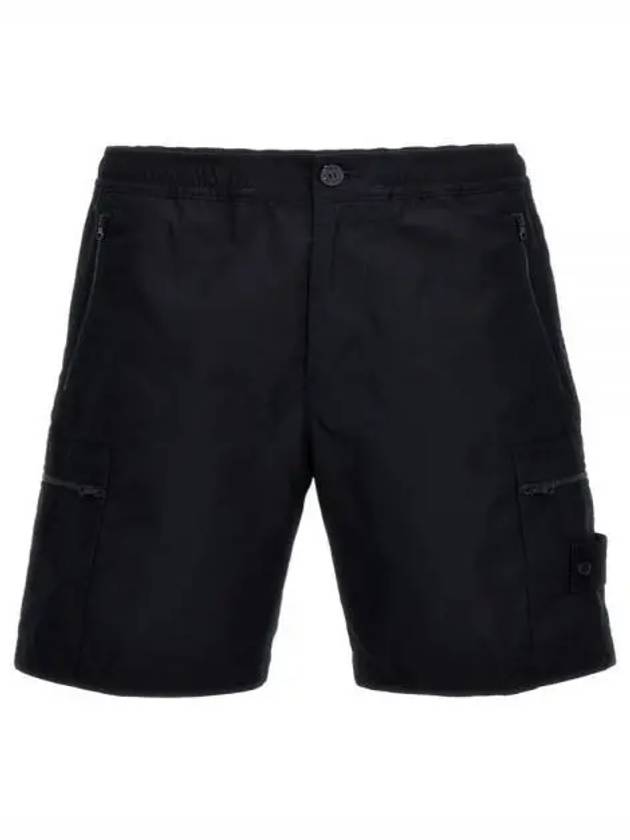 Cargo Bermuda Comfort Fit Cotton Shorts Navy - STONE ISLAND - BALAAN 2