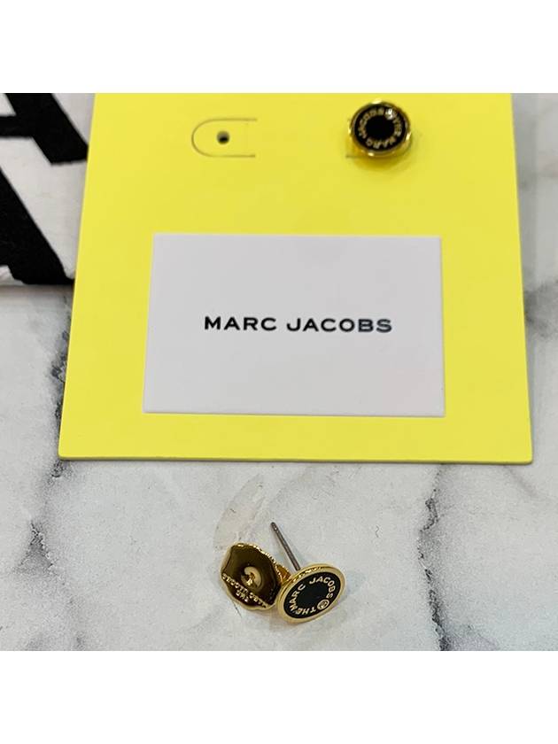 Medallion Stud Earrings Gold Black - MARC JACOBS - BALAAN.