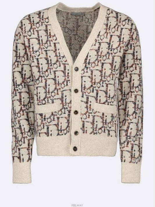 Oblique Wool Jacquard Cardigan Beige Brown - DIOR - BALAAN 2