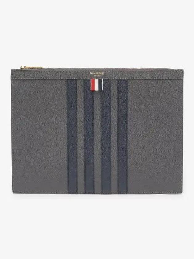 Diagonal Medium Document Case Clutch Bag Dark Grey - THOM BROWNE - BALAAN 2