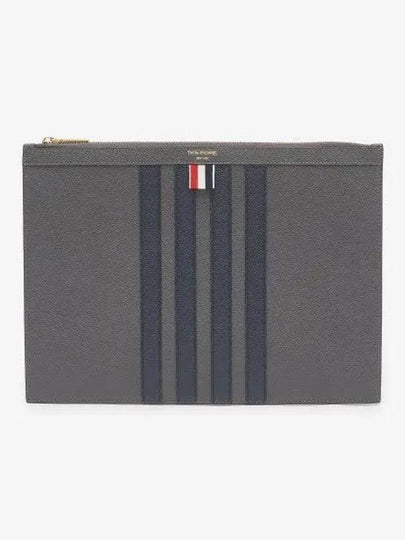 Diagonal Medium Document Case Clutch Bag Dark Grey - THOM BROWNE - BALAAN 2