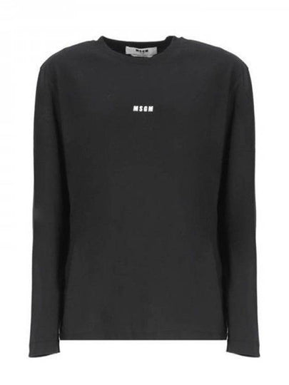 Micro Logo Print Long Sleeve T-Shirt Black - MSGM - BALAAN 2