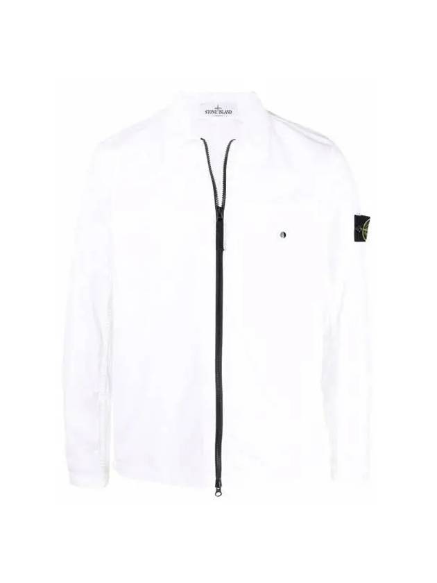 Wappen Patch Supima Twill Stretch Cotton Zip-up Jacket White - STONE ISLAND - BALAAN 2