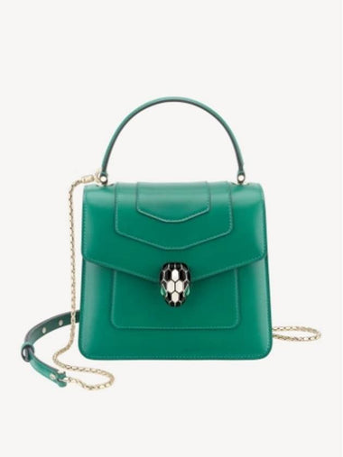 Serpenti Forever Small Top Handle Bag Green 290569 - BVLGARI - BALAAN 1