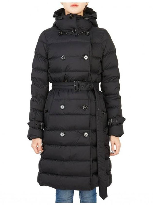 Women's Double Breasted Hooded Padded Black - BURBERRY - BALAAN 2