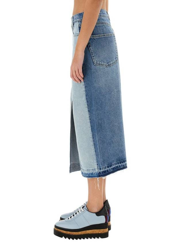 Stella McCartney Denim Skirt With Contrasting Panel - STELLA MCCARTNEY - BALAAN 4