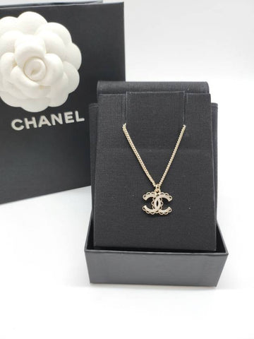 CC logo lace necklace gold black white ABE163 - CHANEL - BALAAN 1