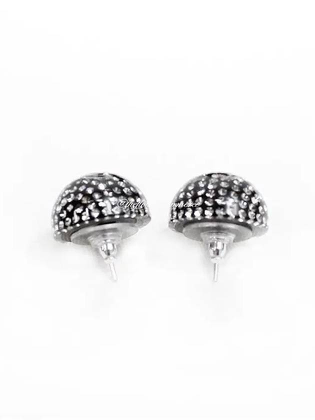 earrings metal resin diamante silver black crystal - CHANEL - BALAAN 7