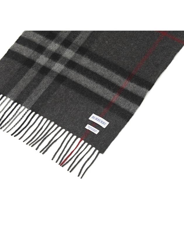 Check Cashmere Scarf Charcoal - BURBERRY - BALAAN 6