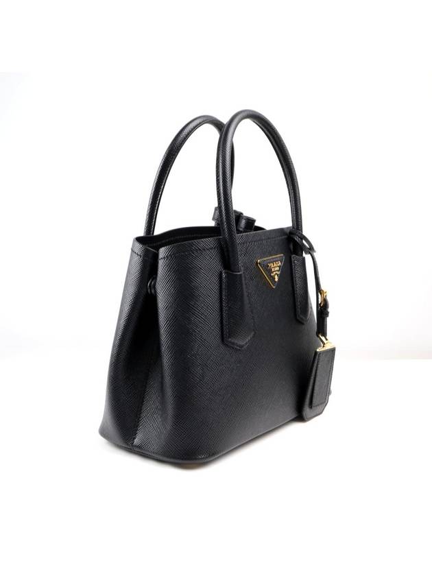 Double Saffiano Leather Mini Bag Black - PRADA - BALAAN 4