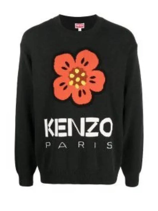 Boke Flower Wool Jumper Knit Top Black - KENZO - BALAAN 2