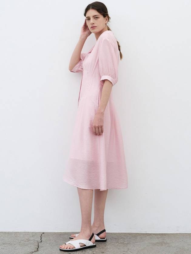 Pin Tuck Flare Long Dress Pink - MITTE - BALAAN 4