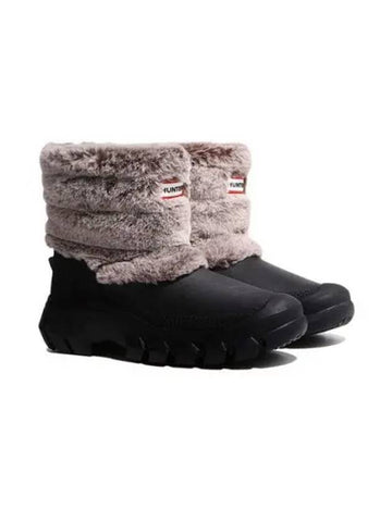 Intrepid Fur Short Snow Boots Black Natural WFS1000RBFBNR - HUNTER - BALAAN 1