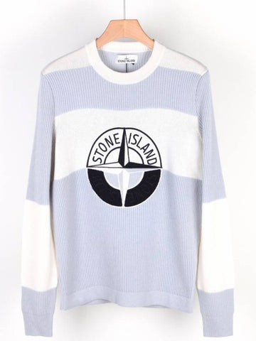 Compass Logo Dangarani Knit Blue White 6915583B7 V0003 - STONE ISLAND - BALAAN 1