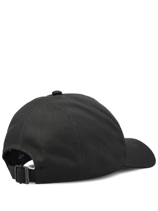 Embroidered Logo Gabardine Weave Cotton Ball Cap Black - SAINT LAURENT - BALAAN 4