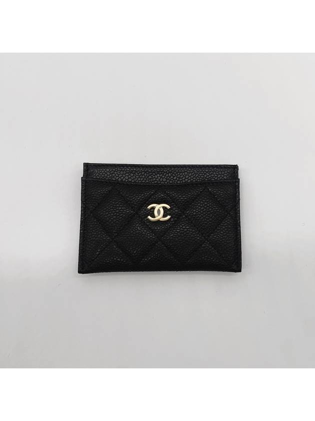 Gold CC Logo Caviar Card Wallet Black - CHANEL - BALAAN 3