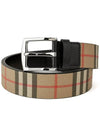 Vintage Check Canvas Leather Belt Brown - BURBERRY - BALAAN.