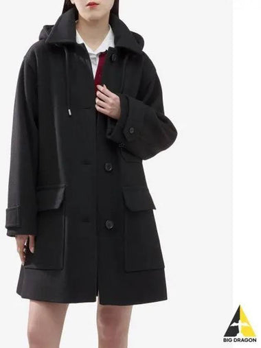 MHL Wool Melton Hooded Coat Black WHOU0502A23HNFBLK - MARGARET HOWELL - BALAAN 1