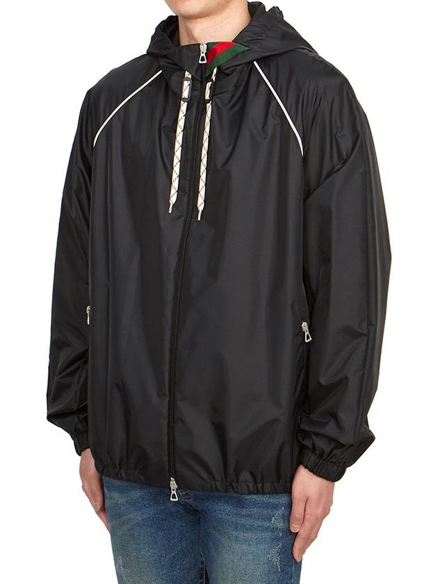 Nylon Satin Jacket Black - GUCCI - BALAAN 4