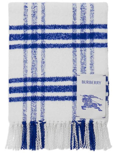 Logo Patch Check Wool Scarf White Blue - BURBERRY - BALAAN 1