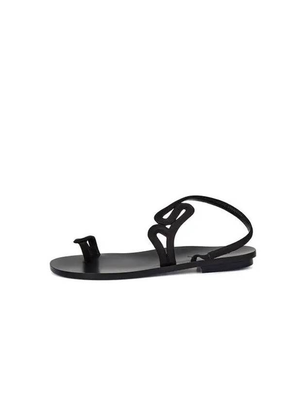 Women s Satin Toe Ring Flat Sandals Black - GIORGIO ARMANI - BALAAN 1