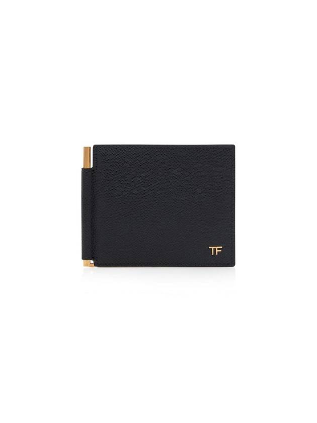 Small Grain Leather Money Clip Half Wallet Black - TOM FORD - BALAAN 1