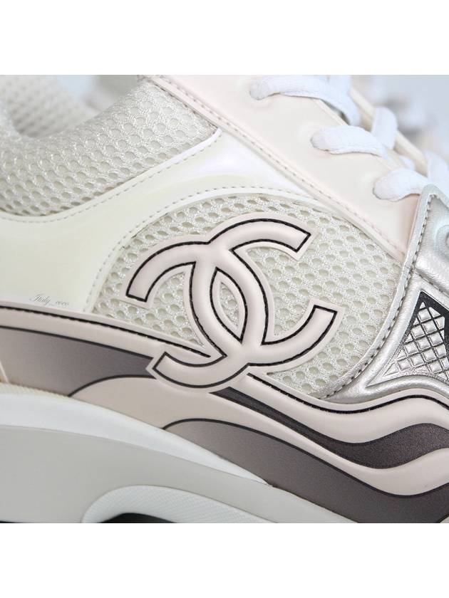 Fabric Laminated Low Top Sneakers Ivory White Gold - CHANEL - BALAAN 9