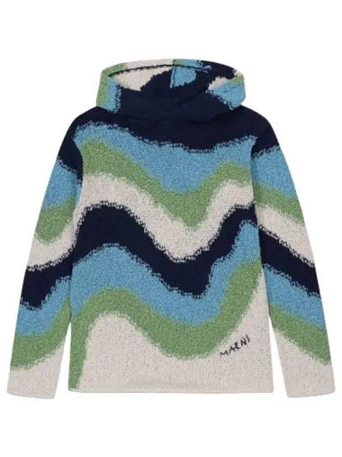 Logo embroidered hooded knit multicolor - MARNI - BALAAN 1