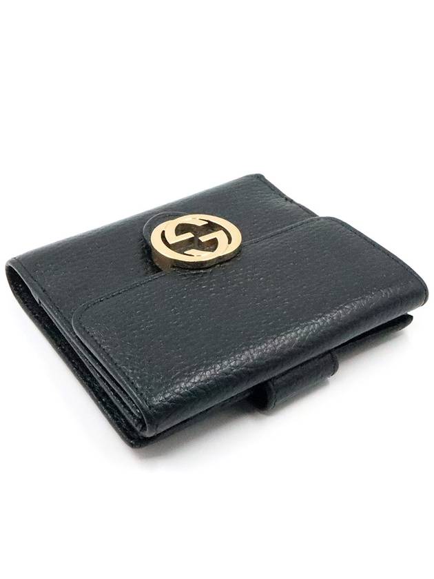 Women s Gucci 615525 Black Leather Interlocking GG Flap Half Wallet gt Gangbuk used luxury goods - GUCCI - BALAAN 5