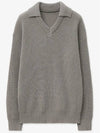 Open collar V neck knit gray - BLONDNINE - BALAAN 1