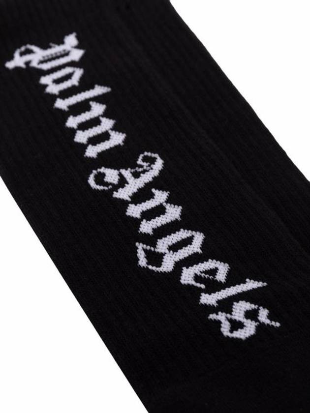 Vertical Logo Cotton Socks Black - PALM ANGELS - BALAAN 5