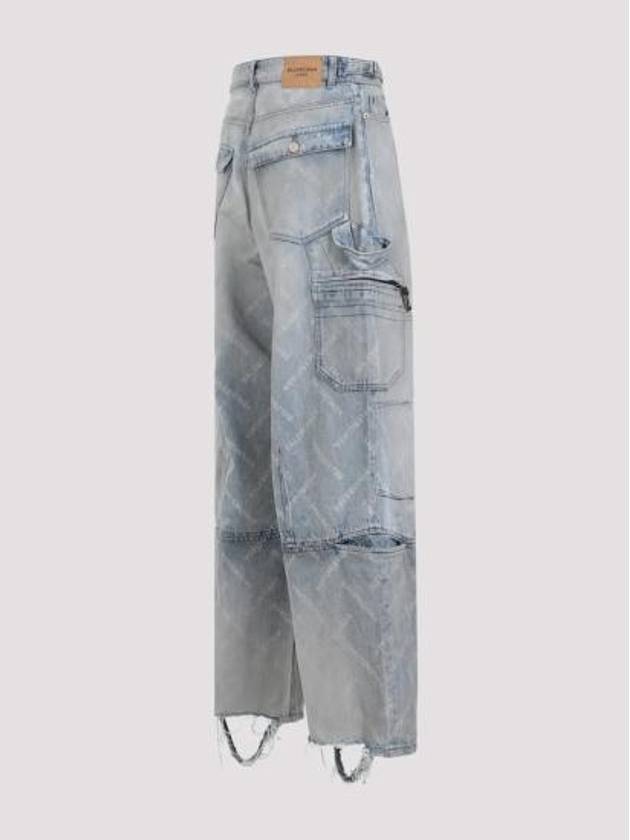 Bal Diagonal Allover Cargo Wide Jeans Blue - BALENCIAGA - BALAAN 3