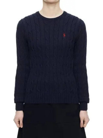 W slim fit cable knit sweater navy - POLO RALPH LAUREN - BALAAN 1