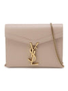 Cassandra Monogram Chain Shoulder Bag Beige - SAINT LAURENT - BALAAN 1