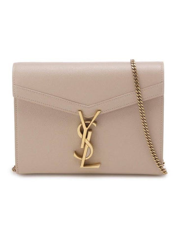 Cassandra Monogram Chain Shoulder Bag Beige - SAINT LAURENT - BALAAN 1