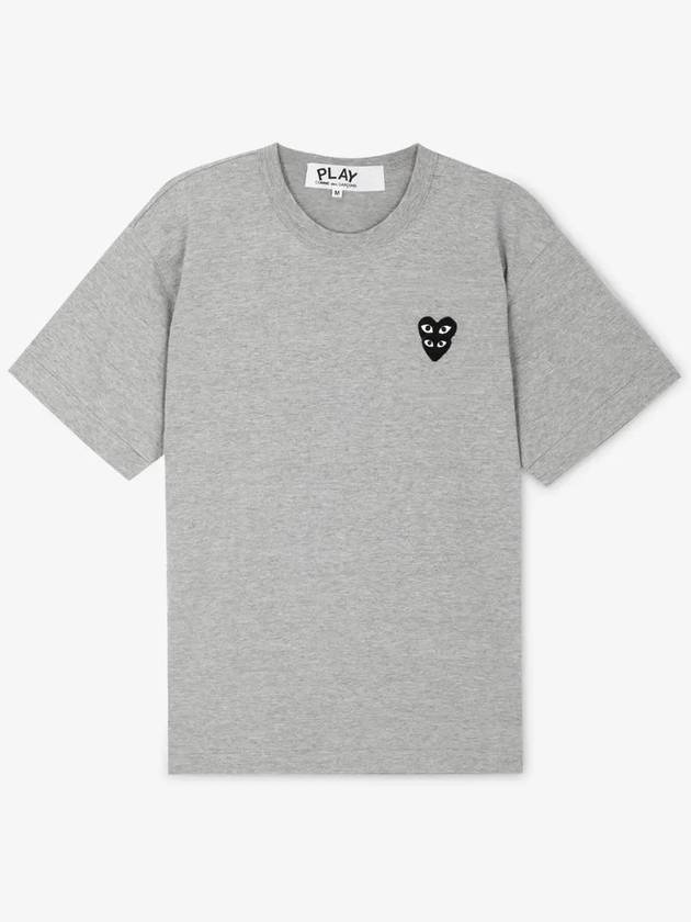 Comme des Garçons Men's Heart Wappen Gray Short Sleeve T-Shirt AZ T296 051 1 - COMME DES GARCONS PLAY - BALAAN 2