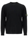 Logo Patch Crewneck Virgin Wool Knit Top Black - STONE ISLAND - BALAAN 2